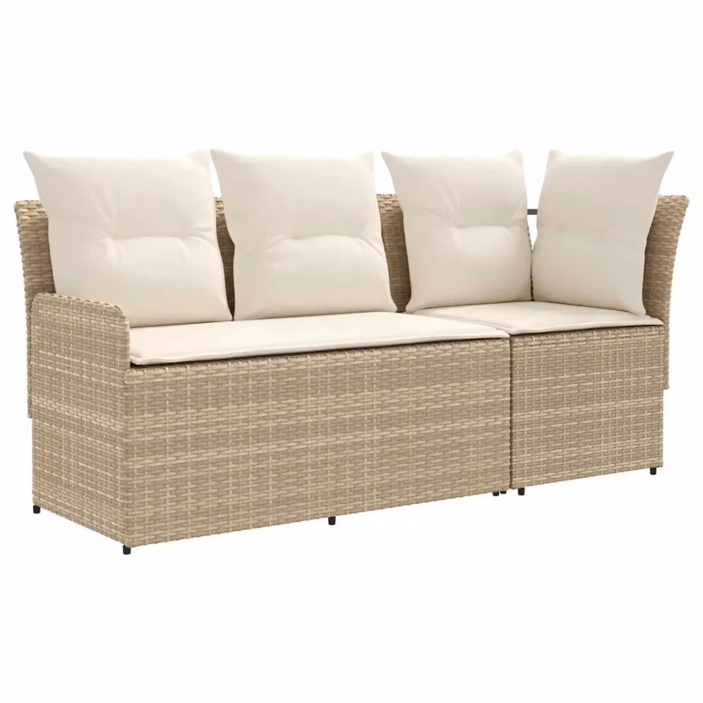 Set di divano angolare da giardino Outsunny in rattan beige con cuscini inclusi e coperture rimovibili – 2