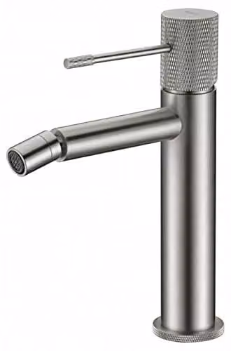 Rubinetto monocomando per bidet, finitura in nichel spazzolato, ottone, dimensioni 200x130 mm