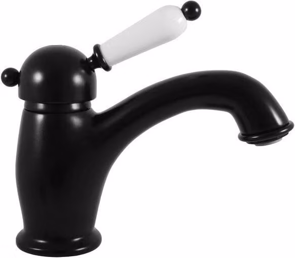 Miscelatore lavabo LABE in ottone nero con maniglia in ceramica