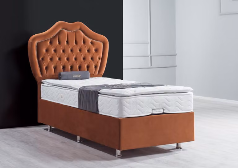 Bett Braun Einzelbett Boxspring Betten Luxus Schlafzimmer Chesterfield