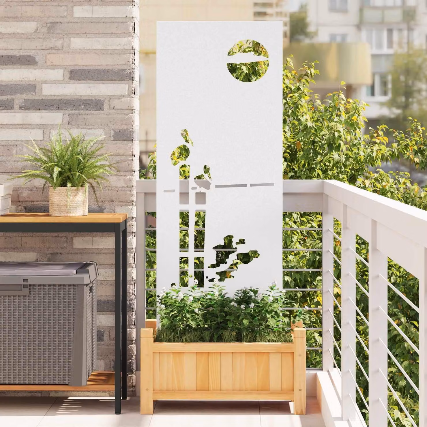 Schermo per privacy in giardino Traforo Bianco 50 x 140 cm