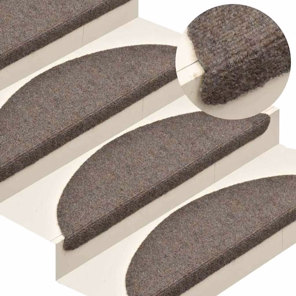 Set di 5 tappetini per scale autoadesivi vidaXL beige semicircolari grandi L: 65 cm, P: 21 cm, H: 4 cm