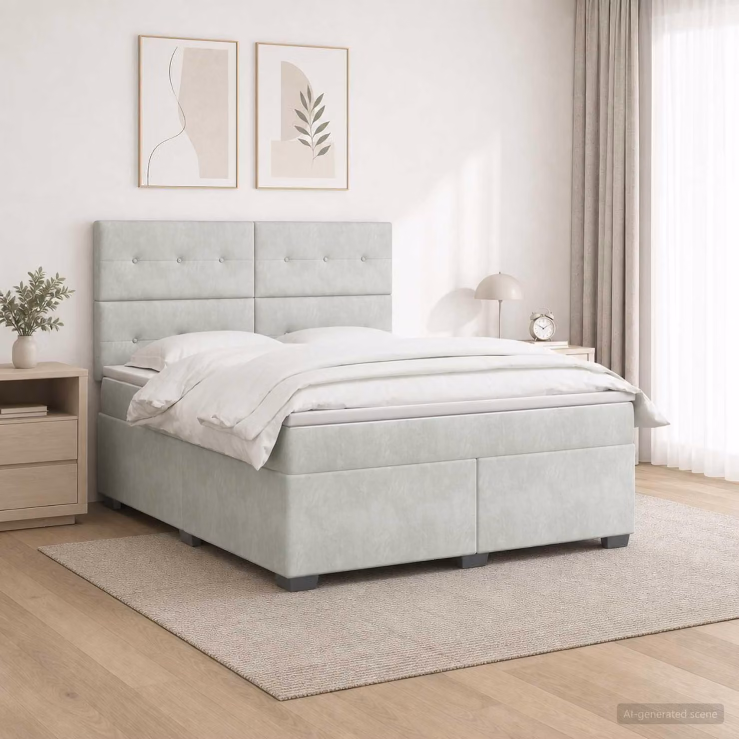 Maison Exclusive - Letto boxspring con materasso Grigio chiaro 160 x 200 cm Velluto