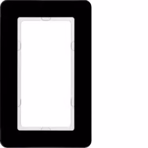 Cornice Berker a 1 posto con ampio foro, Q.7, vetro nero, nero, vetro, senza viti, Berker, Q.7, IP20