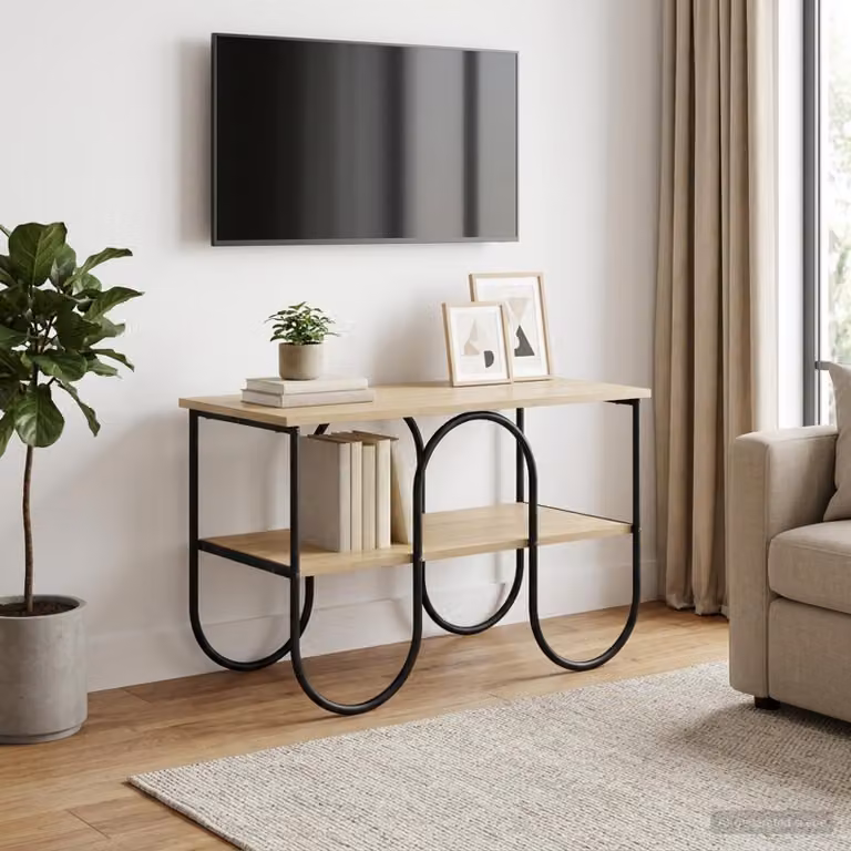 Supporto TV vidaXL in stile industriale in legno e metallo, colore marrone rovere, L 80 cm x P 40 cm x H 50 cm