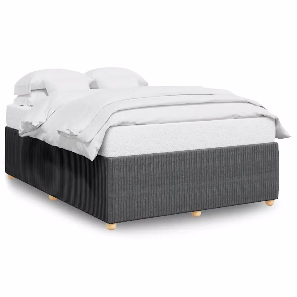 Giroletto vidaXL in tessuto grigio scuro con doghe in legno, L/P: 140 x 190 cm – 2