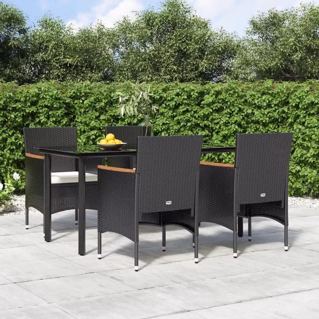 Maison Exclusive - Set da pranzo da giardino a 5 pezzi con cuscini, nero