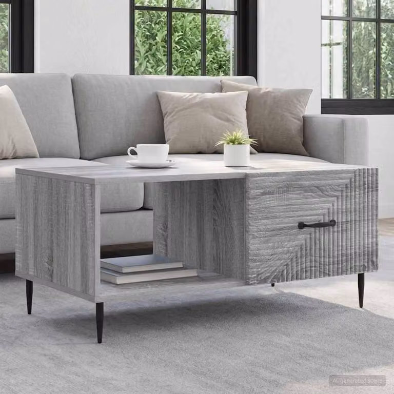 Maison Exclusive - Tavolino Sonoma grigio 90 x 50 x 40 cm Materiale ligneo