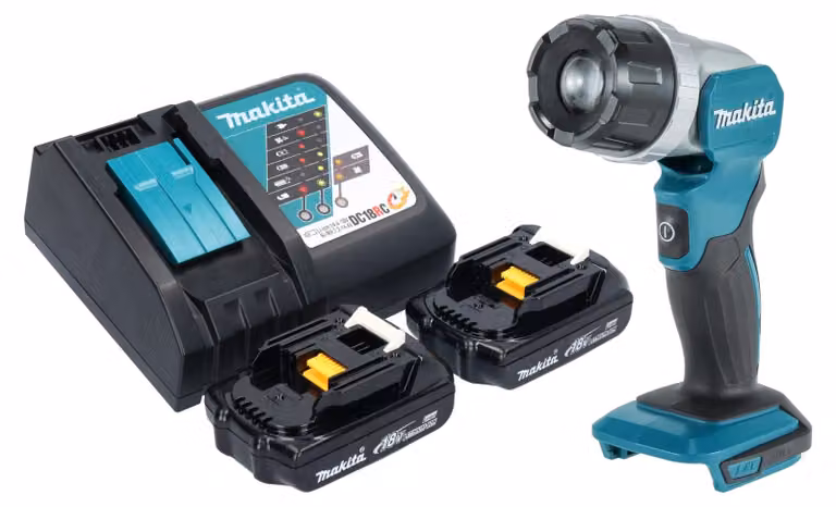 Makita DML 808 RY Lampada portatile a batteria 14,4 / 18 V 190 lm LED + 2x batteria ricaricabile 1,5 Ah + caricatore