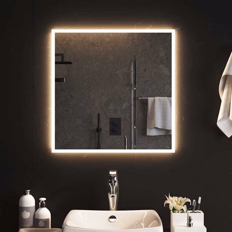 Specchio da bagno moderno vidaXL con luci LED, L 60 cm x H 60 cm
