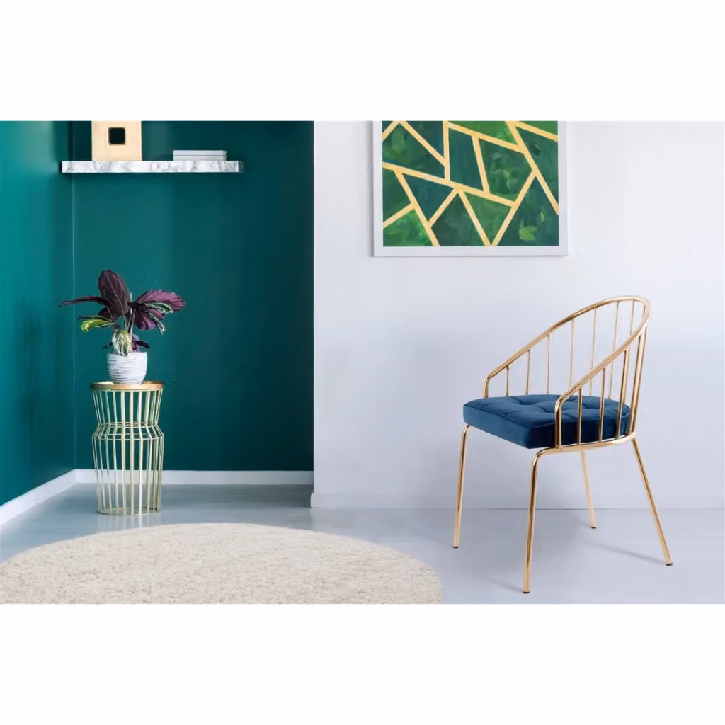 Sedia moderna in velluto con struttura in metallo Kendra Home disponibile in blu o rosa – 2