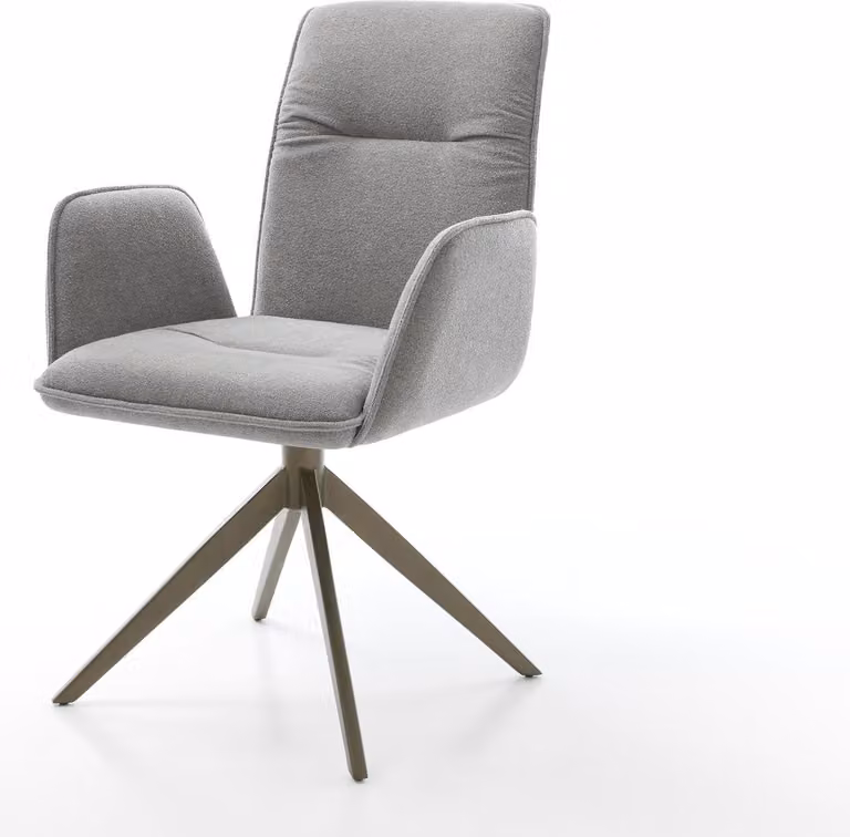 DELIFE sedia girevole Vinja-Flex tessuto strutturato grigio morbido telaio trasversale effetto ampio finitura titanio funzione dondolo girevole a 360°
