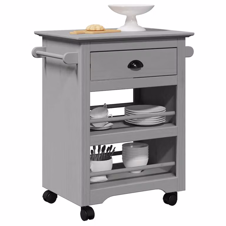 vidaXL Carrello da Cucina BODO Grigio L: 67,5 cm, P: 45 cm, H: 80 cm