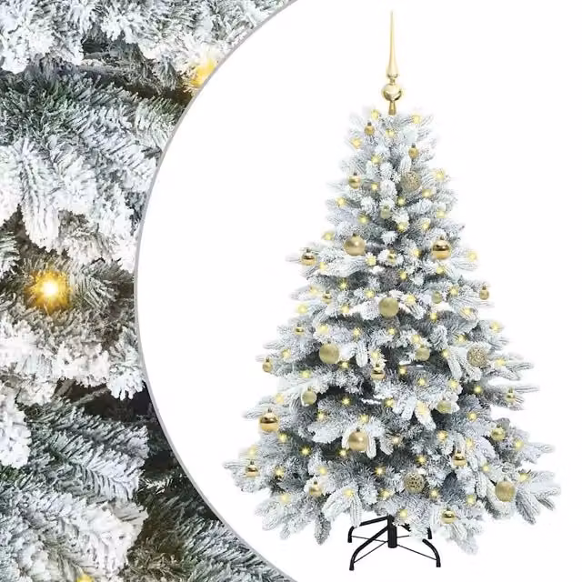 Albero di Natale artificiale moderno vidaXL bianco con 150 LED luce bianca calda, Altezza: 150 cm