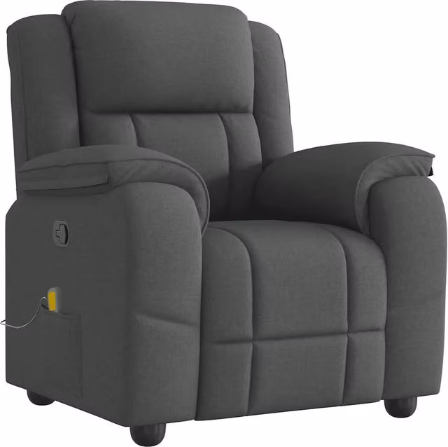 Poltrona Massaggiante | Sedia Relax Reclinabile Grigio Scuro in Tessuto