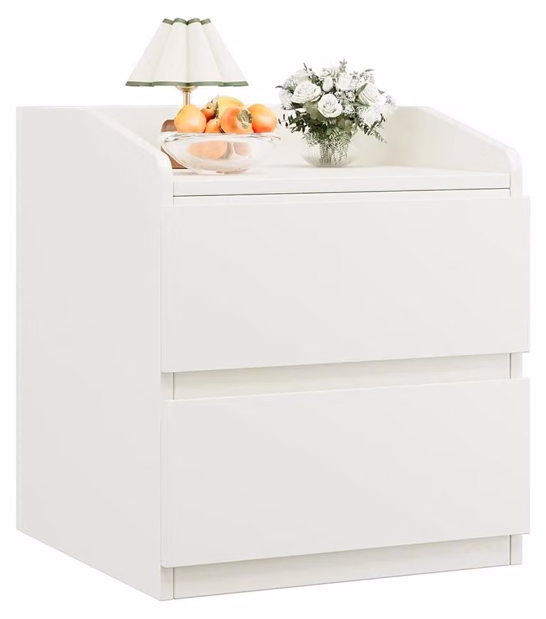 Comodino/tavolino - Con 2 cassetti - Spazio contenitivo - Design moderno - Da montare - Bianco
