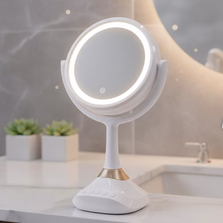 Mucola specchio di vanità ingrandimento 1x e 5x LED specchio da parete specchio da bagno specchio da bagno altoparlante Bluetooth telefono cellulare