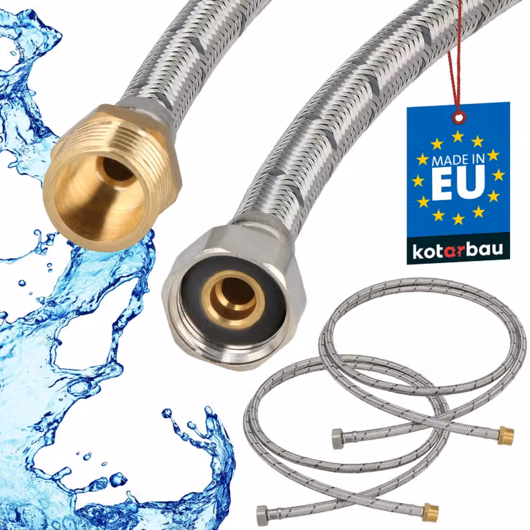 KOTARBAU® 2 Pezzi Tubo Flessibile per Rubinetto 1/2" x 1/2" Rinforzato 200cm Tubo Flessibile Rubinetto Cucina Maschio x Femmina Acciaio Inox