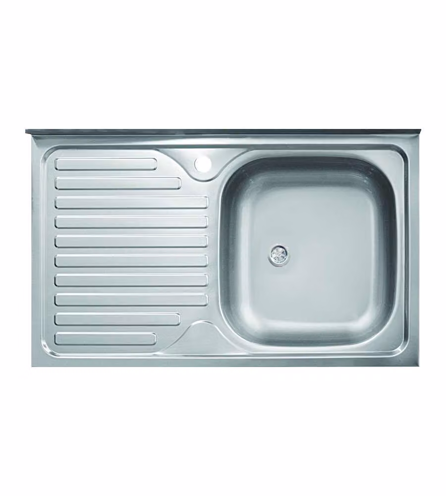 Lavello da Appoggio Destro 50x80 cm in Acciaio con Gocciolatoio