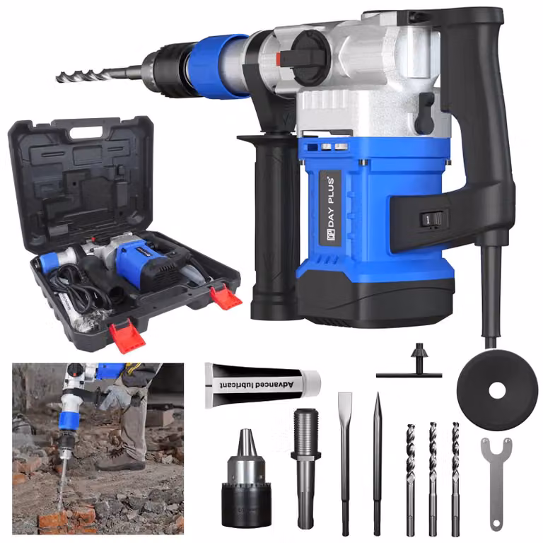 Trapano avvitatore a percussione - Elettrico - Sistema SDS-plus - Regolazione della velocità - Foratura - Percussione - Non dotato di batteria - Colore blu