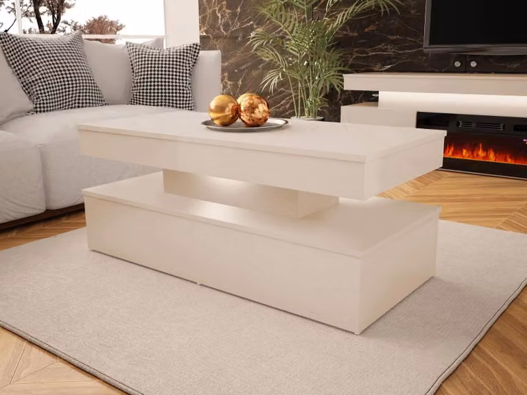 Tavolino HYDA - beige sabbia + illuminazione LED GRATUITA