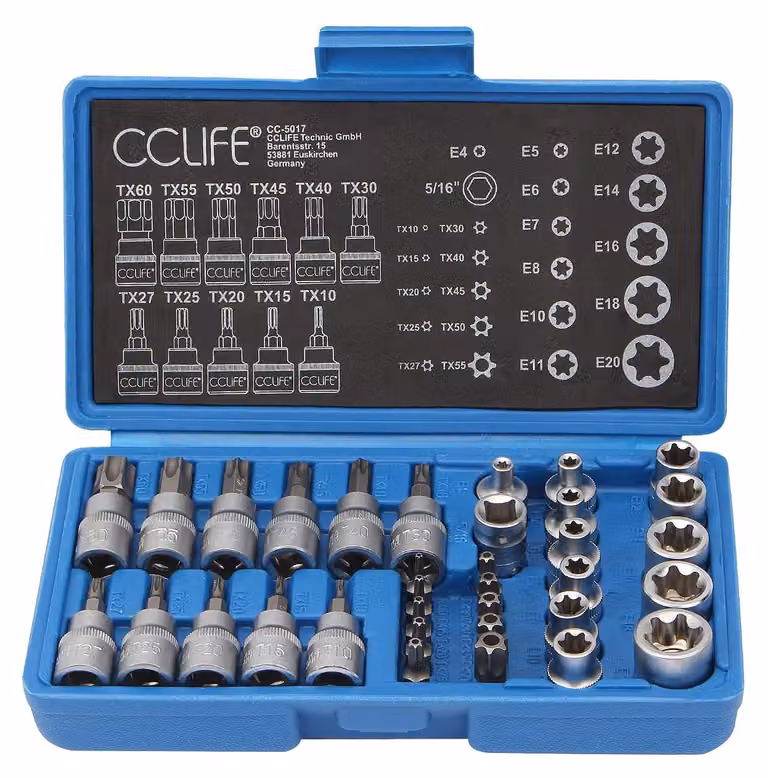 Set di chiavi a bussola Torx - 34 pezzi - Acciaio CR-V e S2 - da E4 a E20
