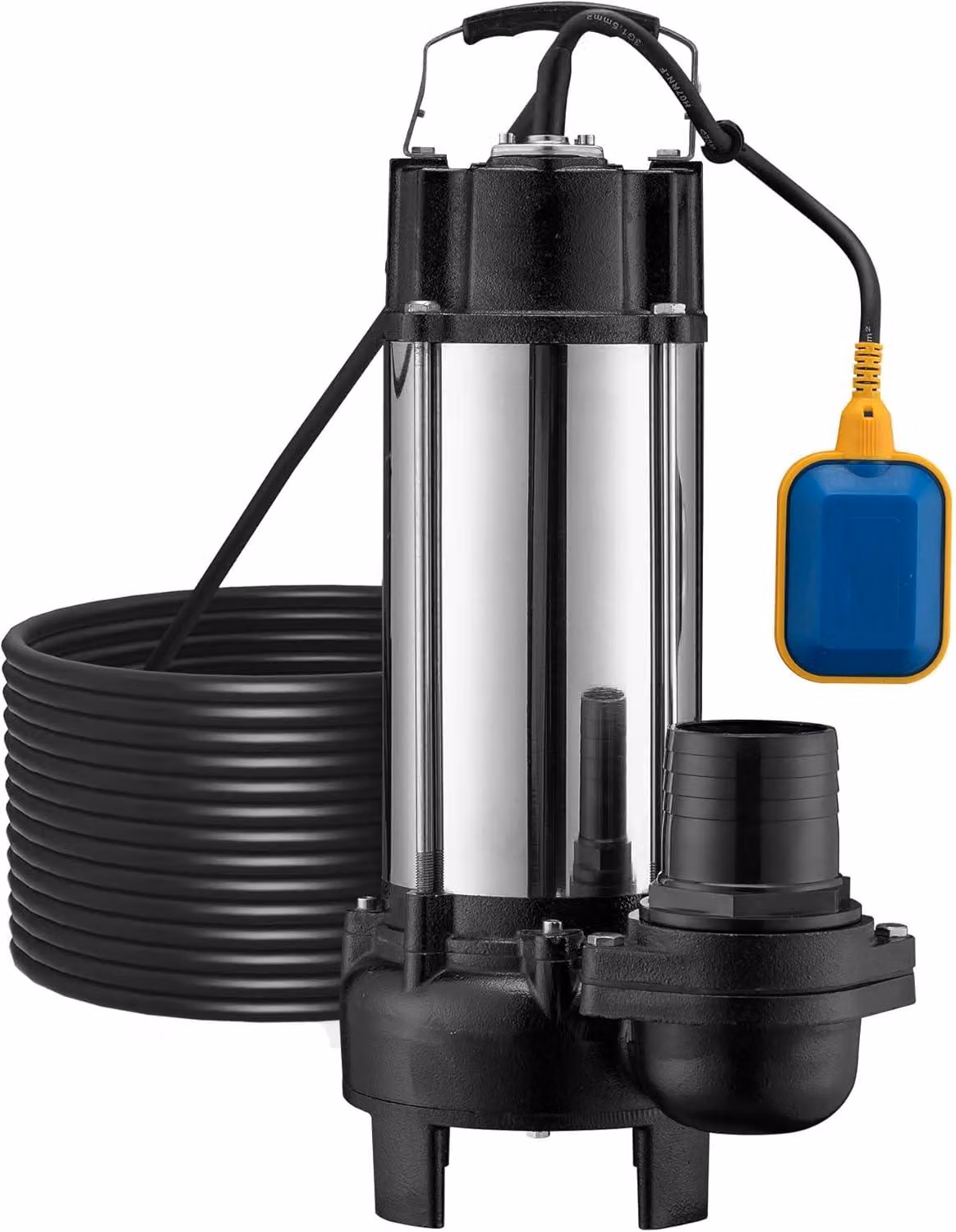 Pompa per acque sporche con interruttore a galleggiante e trituratore, portata 31.200 l/h, potenza 2200W, altezza di sollevamento 10 metri