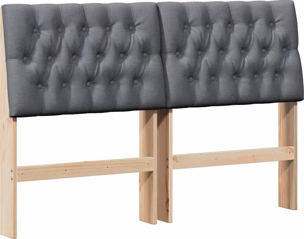 Testiera imbottita Grigio scuro 160 cm Pino massello