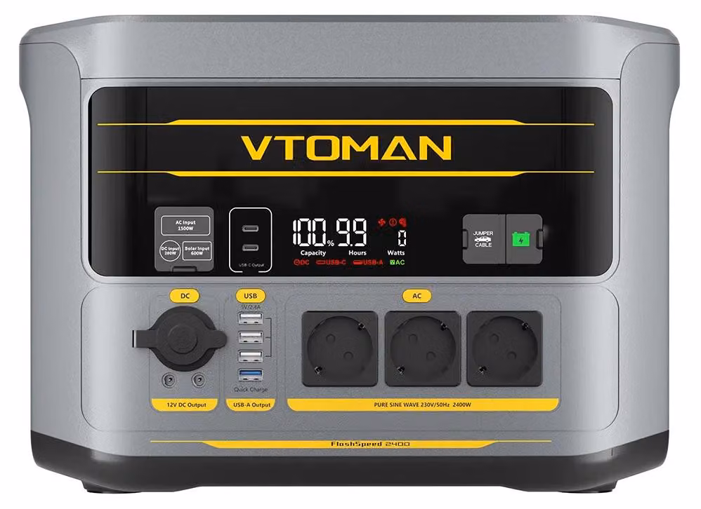 Centralina portatile - FlashSpeed 2400 - Batteria LiFePO4 da 1408 Wh - Uscita AC da 2400 W - Potenza di picco da 3200 W - 12 uscite - 100 W USB-C