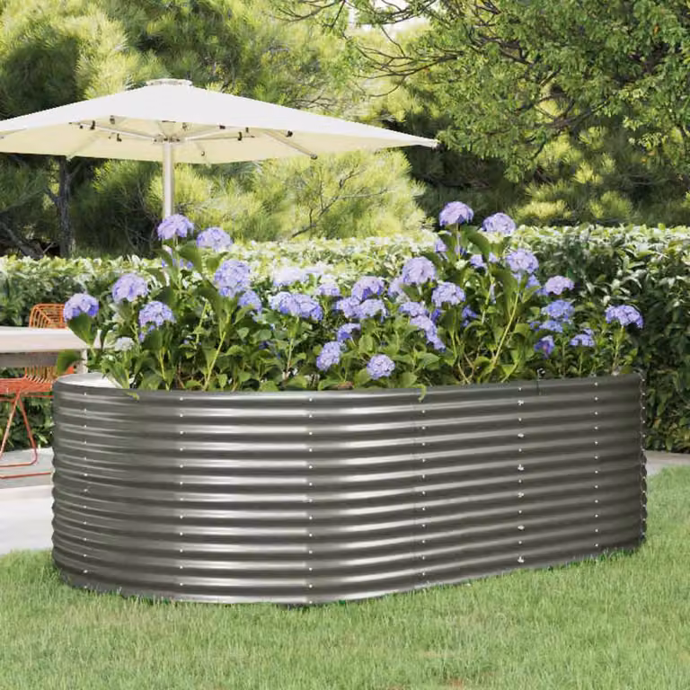 Letto da giardino rialzato vidaXL in acciaio zincato grigio L: 212 cm, P: 140 cm, H: 68 cm