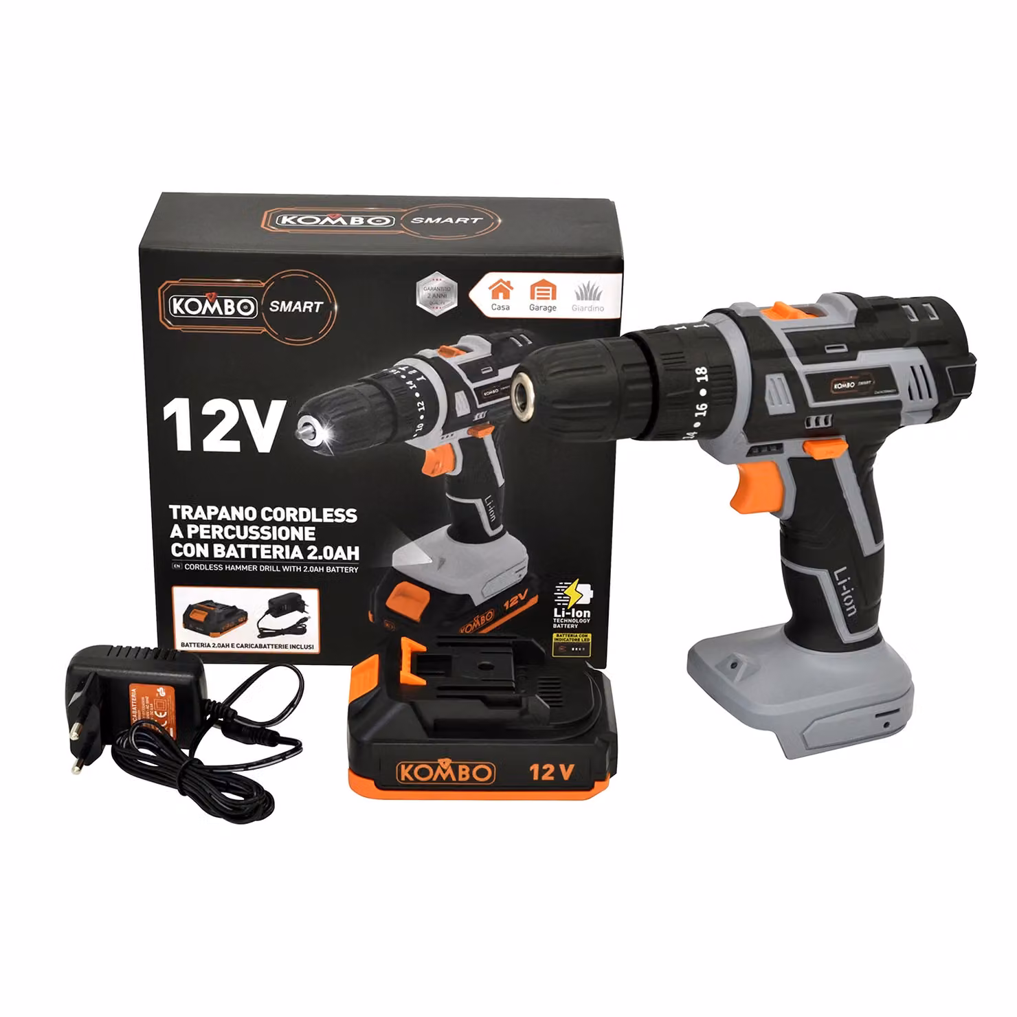 Kombo Trapano a Percussione Cordless 12V con Batteria da 2.0 Ah – 2