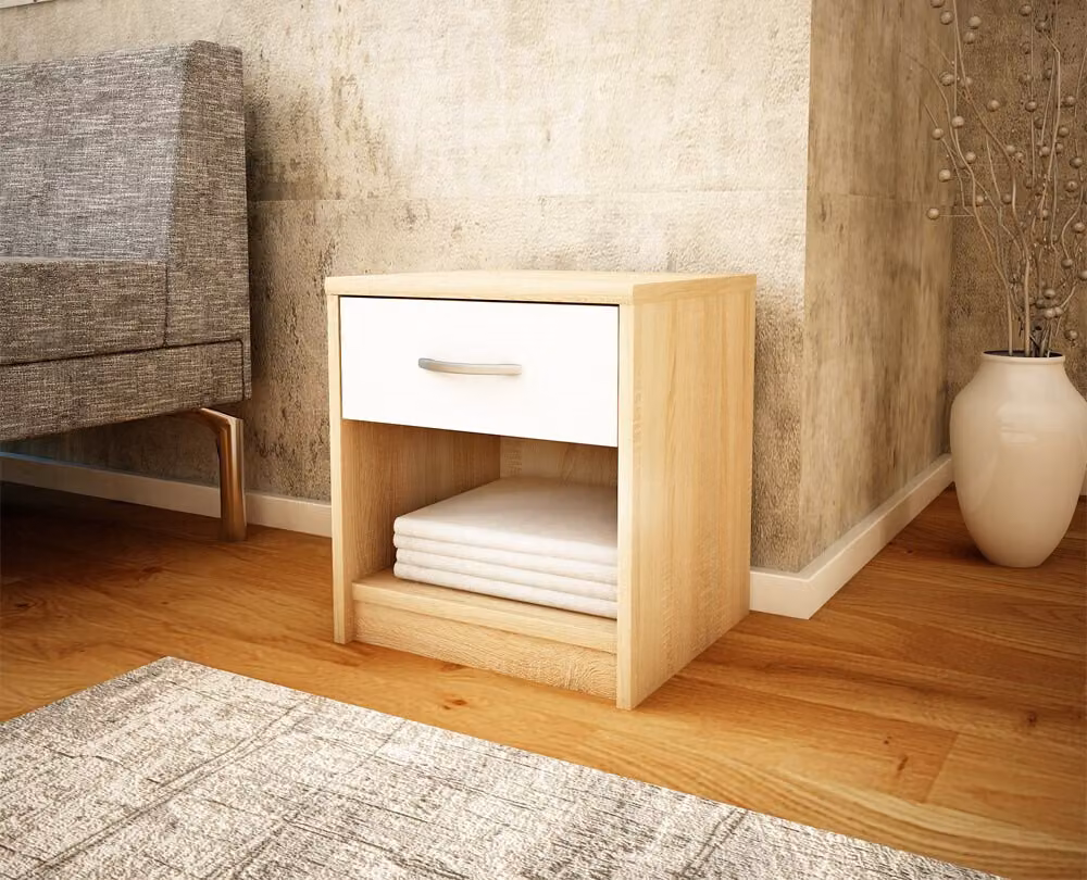 Comodino LUAN – rovere sonoma / bianco