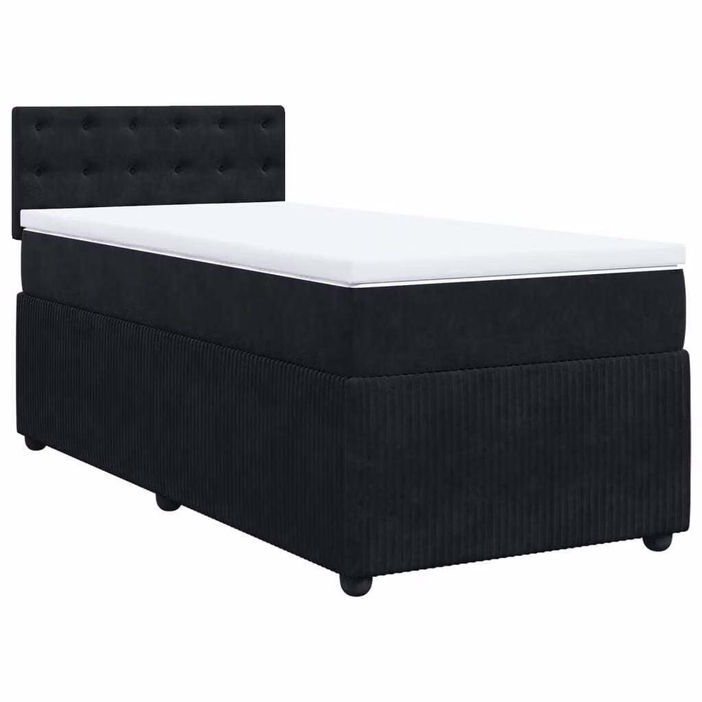 Giroletto a Molle con Materasso Nero 100x200 cm in Velluto