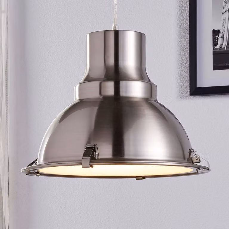 Lampada a sospensione Letty Lindby, dimmerabile, Alluminio / Grigio / Zincato, Cucina, Metallo, Industriale, Lampada a sospensione