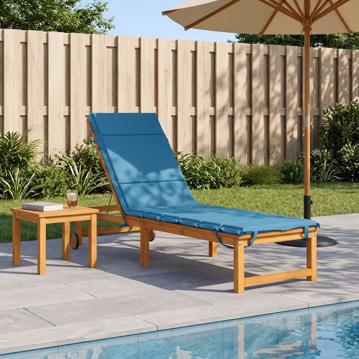 vidaXL Cuscino per Lettino GEMERT Azzurro con Rivestimento Rimovibile e Resistente ai Raggi UV in Poliestere