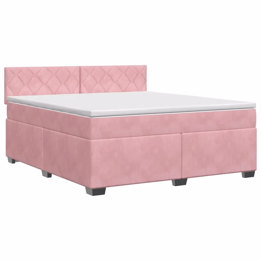 Letto box spring con materasso vidaXL in velluto rosa e bianco con base a sollevamento L/P/H: 160 x 200 x 46 cm – 2