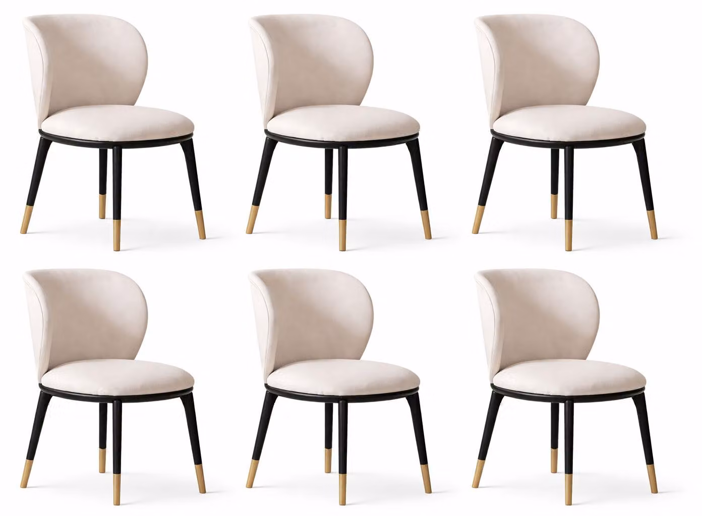 Set di sedie bianche moderne, realizzate in legno. Ideali come sedie da pranzo o per la cucina
