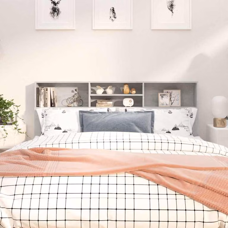 Testiera per letto con scomparti laterali vidaXL in tessuto Grigio Cemento L: 180 cm, P: 19 cm, H: 103,5 cm