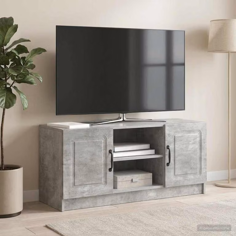 Mobile TV moderno vidaXL in legno MDF grigio, L 102 x P 34,5 x H 47 cm