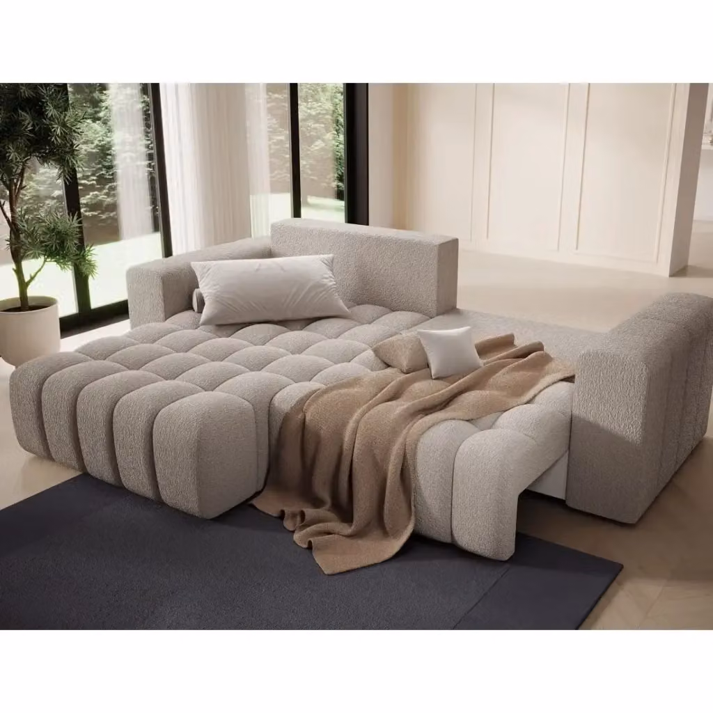 Divano angolare trasformabile DORY MEUBLORAMA beige con vano contenitore e funzione letto, lato destro L/P/H: 250 x 175 x 92 cm – 2