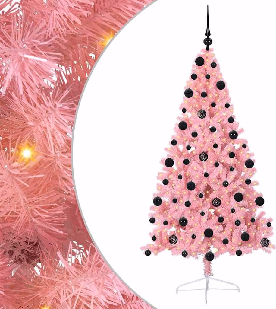 vidaXL Albero di Natale artificiale preilluminato Rosa 210 cm PVC