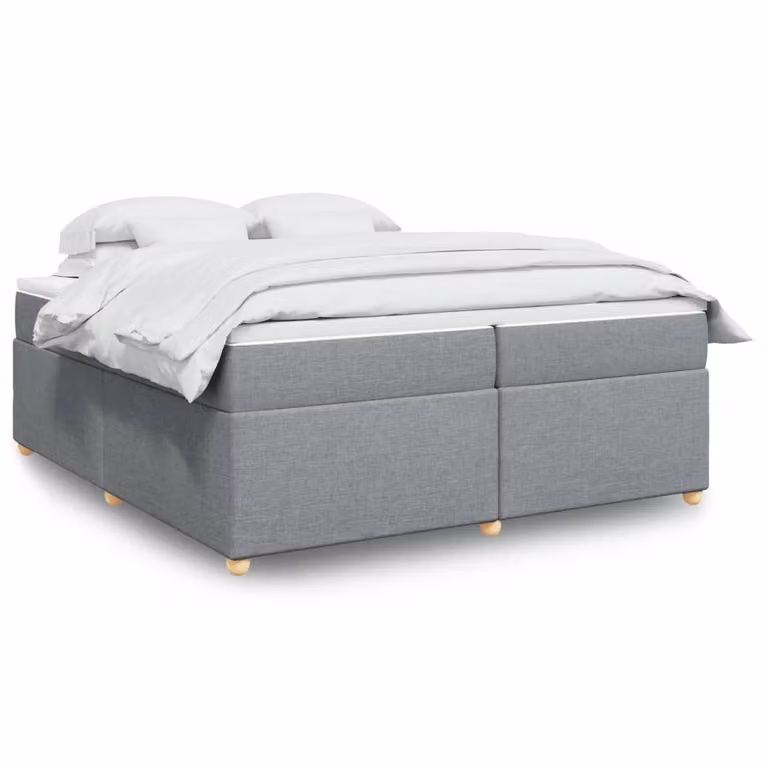 vidaXL Giroletto a Molle con Materasso Ibrido in Tessuto Grigio e Bianco, L/P: 200 x 200 cm
