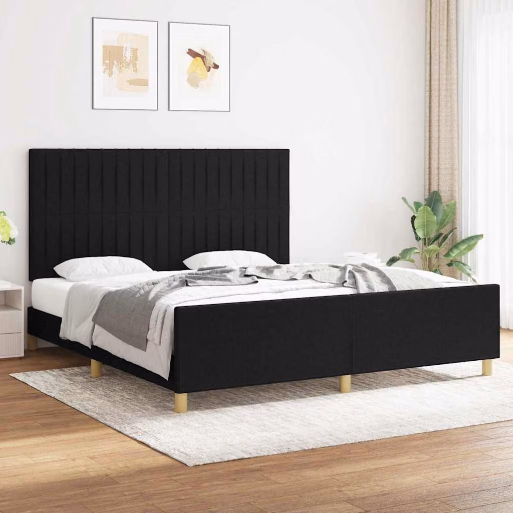 vidaXL Giroletto senza Materasso Nero in Tessuto L: 180 cm, P: 200 cm – 1
