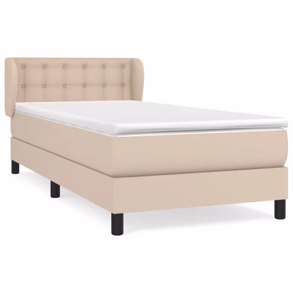 vidaXL Giroletto a Molle con Materasso in Similpelle Colore Cappuccino L/P/H: 100 x 200 x 88 cm – 2