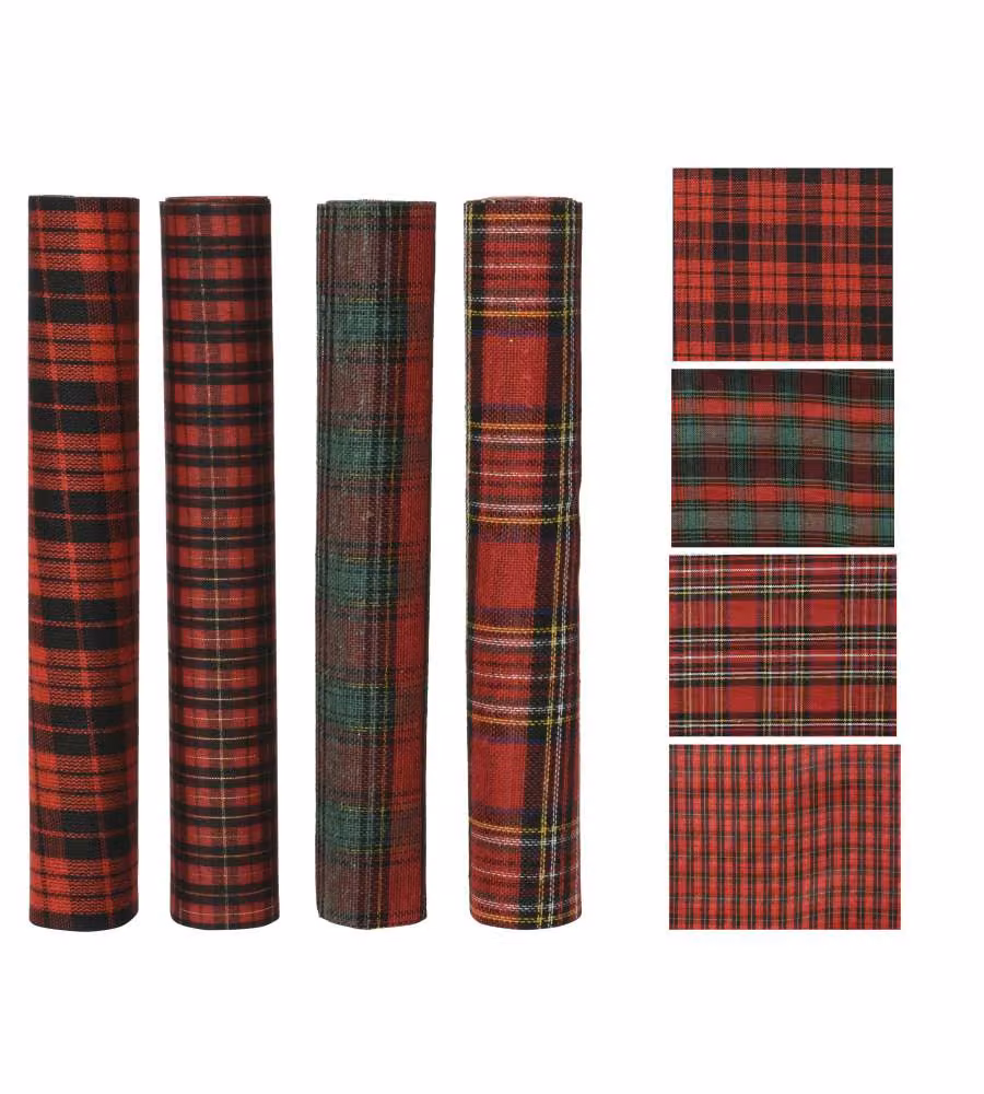Tessuto per Decorazioni Natalizie in Fantasia Tartan - 200x35 cm