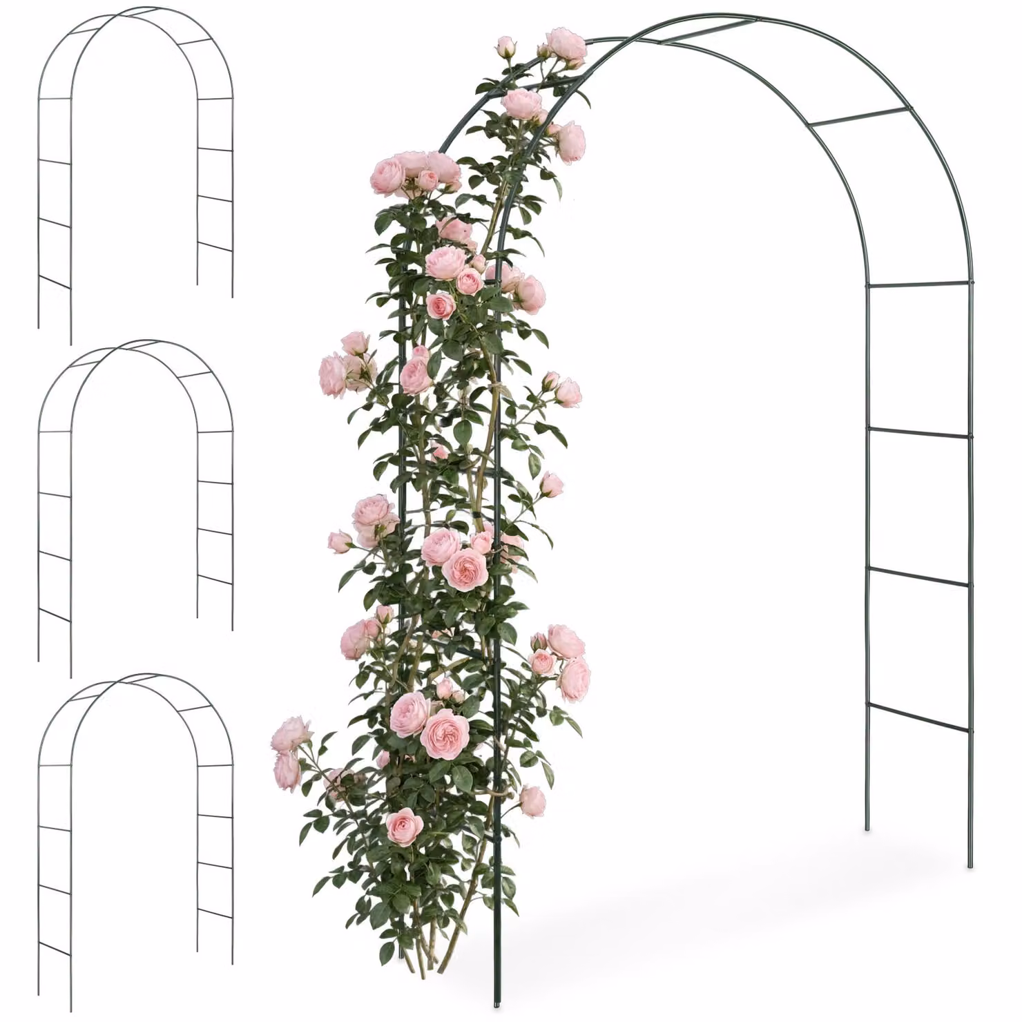 Set di 4 archi per rose rampicanti TecTake GmbH in acciaio, colore verde, H: 240 cm, L: 140 cm, P: 40 cm – 1