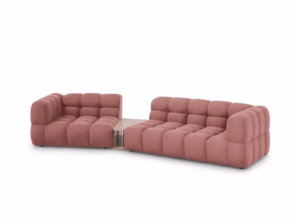 Divano modulare sinistro Sky di Cosmopolitan Design in velluto rosa, 3 posti, L 353 cm x P 126 cm x H 75 cm – 2