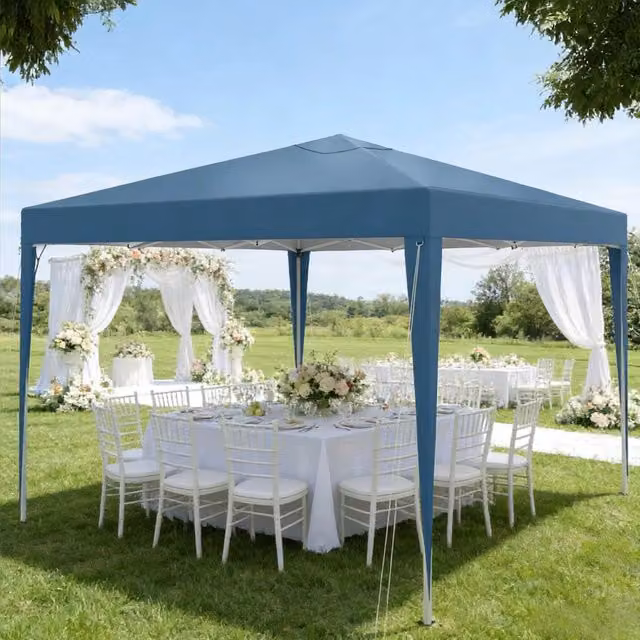 Gazebo pieghevole ULEVR 3x3 m blu, altezza regolabile, tetto Oxford 210D con protezione solare e antipioggia