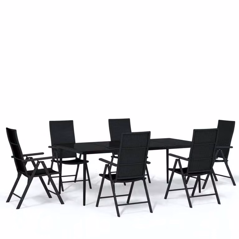 Set Mobili da Pranzo per Giardino 7 pz Nero