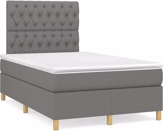 Letto con Materasso a Molle vidaXL in Tessuto Grigio con Illuminazione LED e Porta USB L/P/H: 120 x 200 x 123 cm